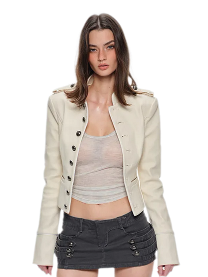 Coated Fitted Cropped Jacket