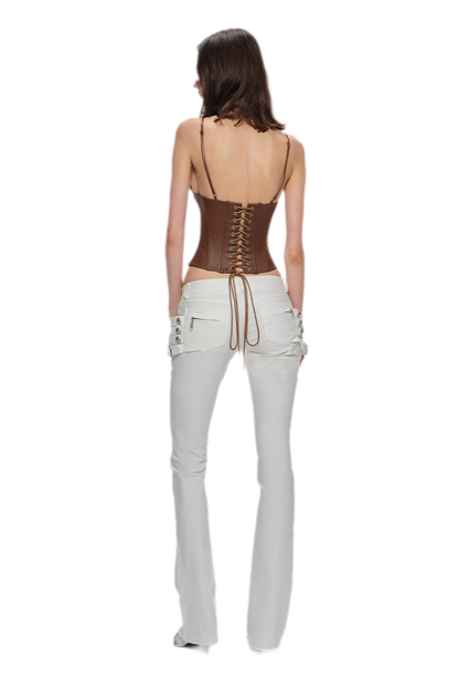 Washed Cotton Low-Rise Flare Pants