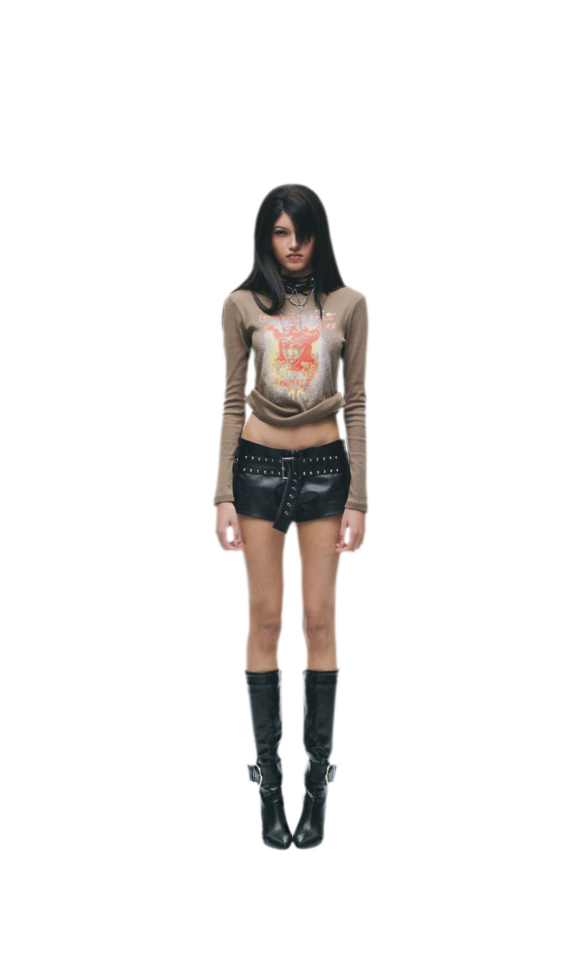 Graphic Buckle Cropped T-Shirt