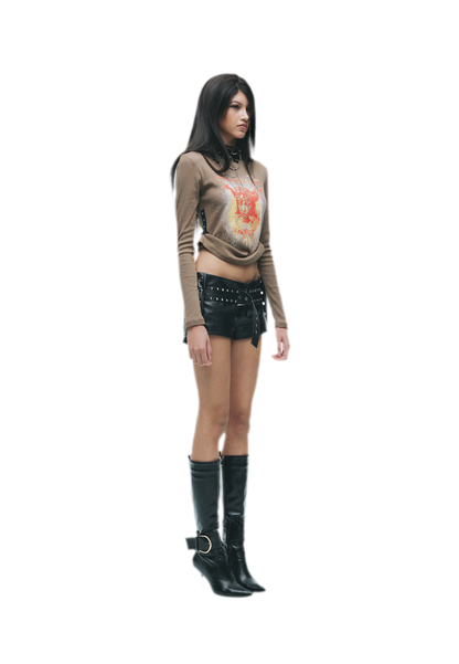 Graphic Buckle Cropped T-Shirt