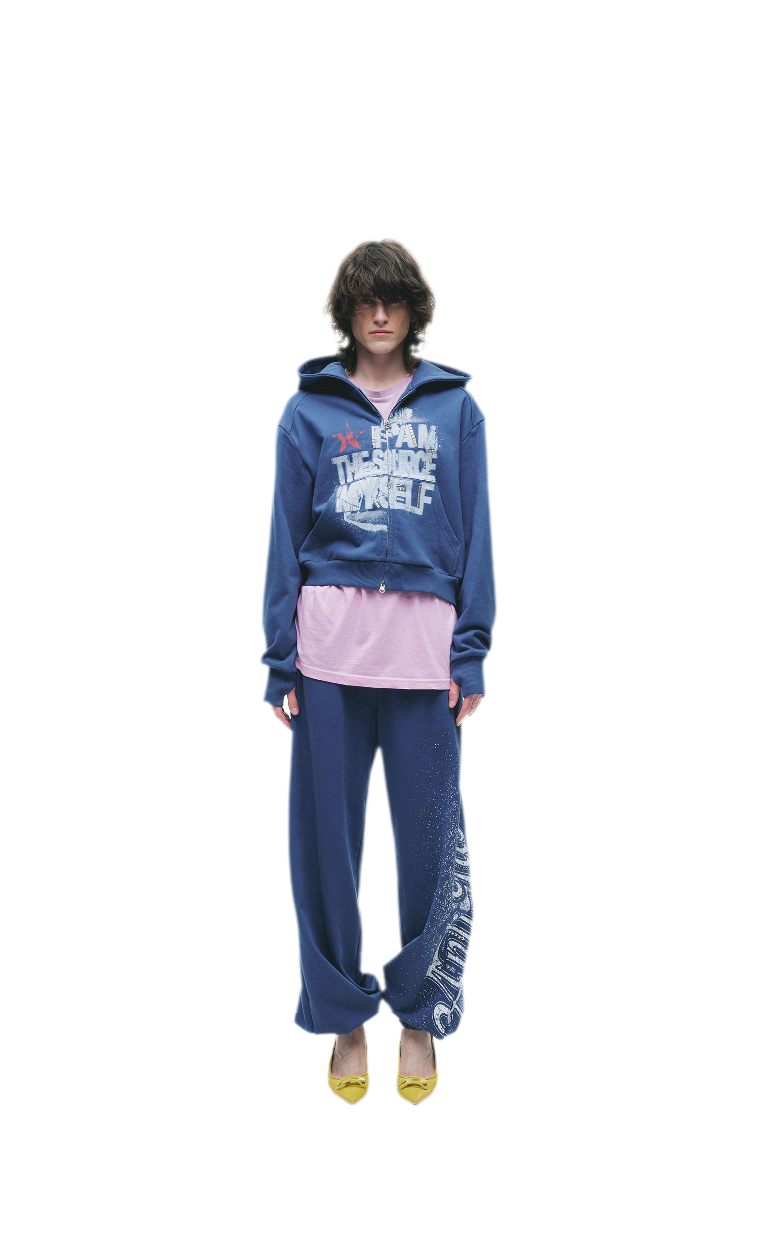 Graphic Cropped Hoodie Pants Set