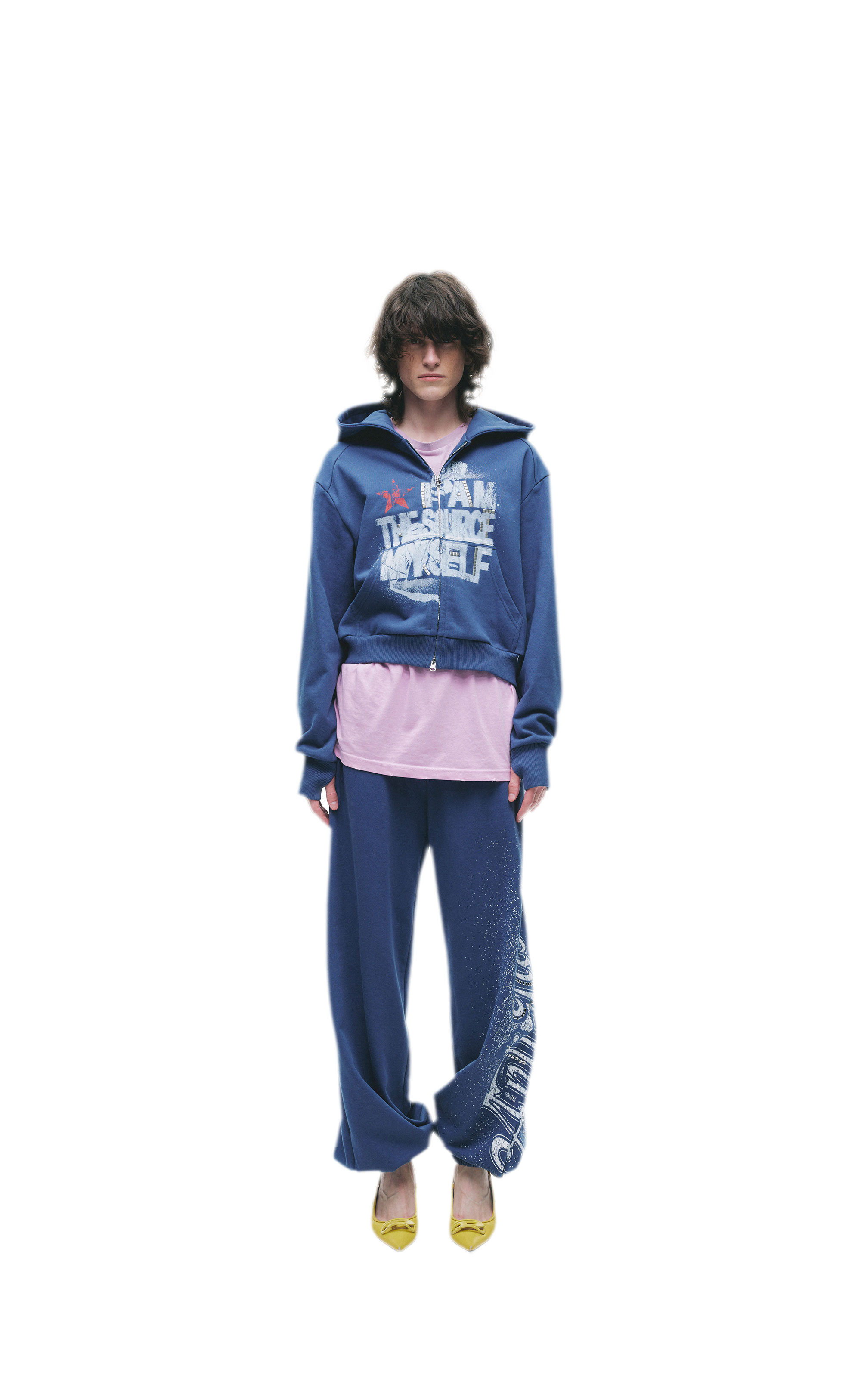 Graphic Cropped Hoodie Pants Set