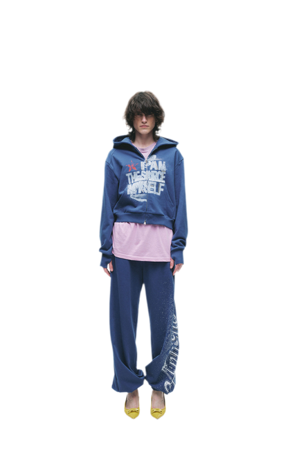 Graphic Cropped Hoodie Pants Set