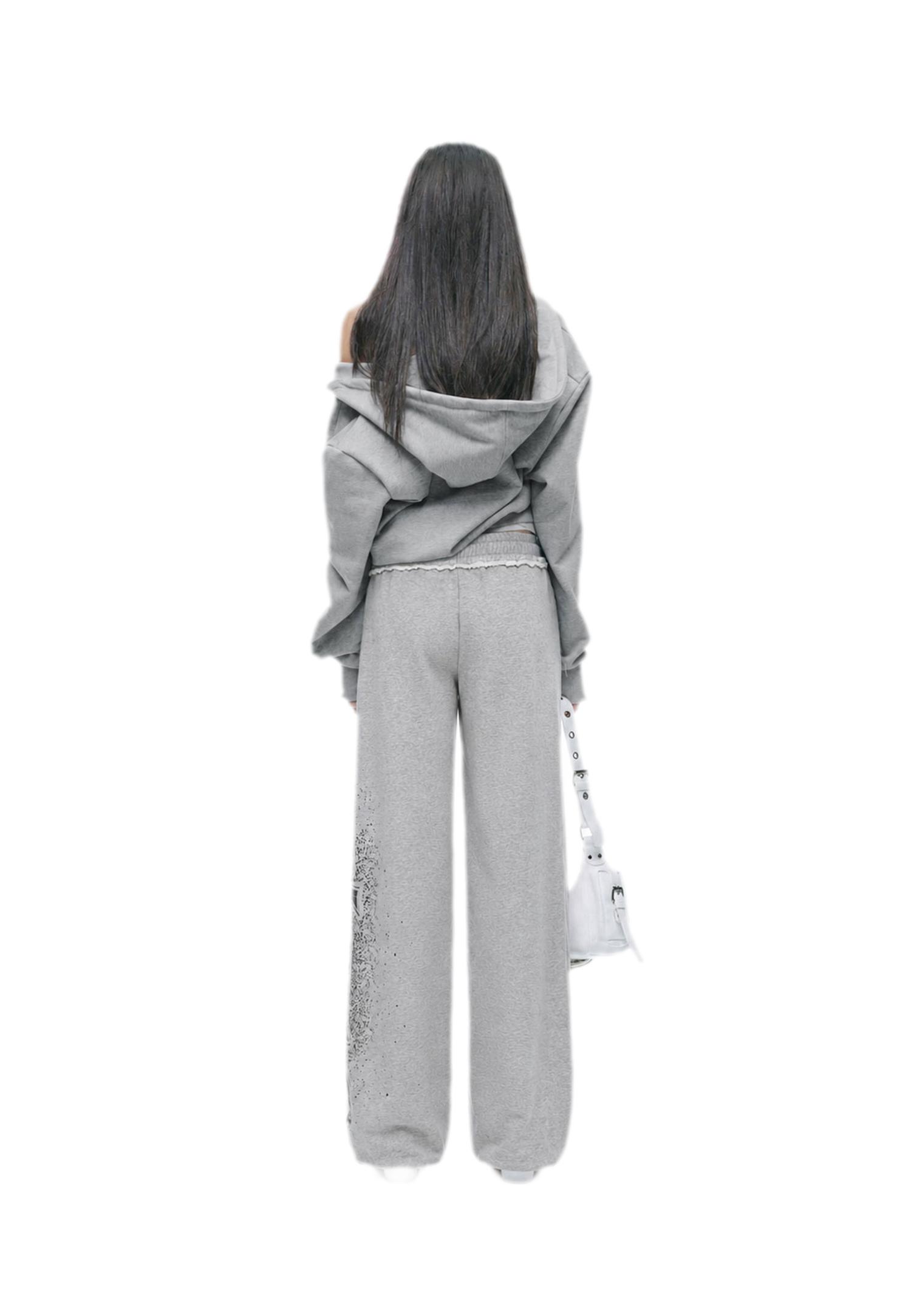 Graphic Cropped Hoodie Pants Set