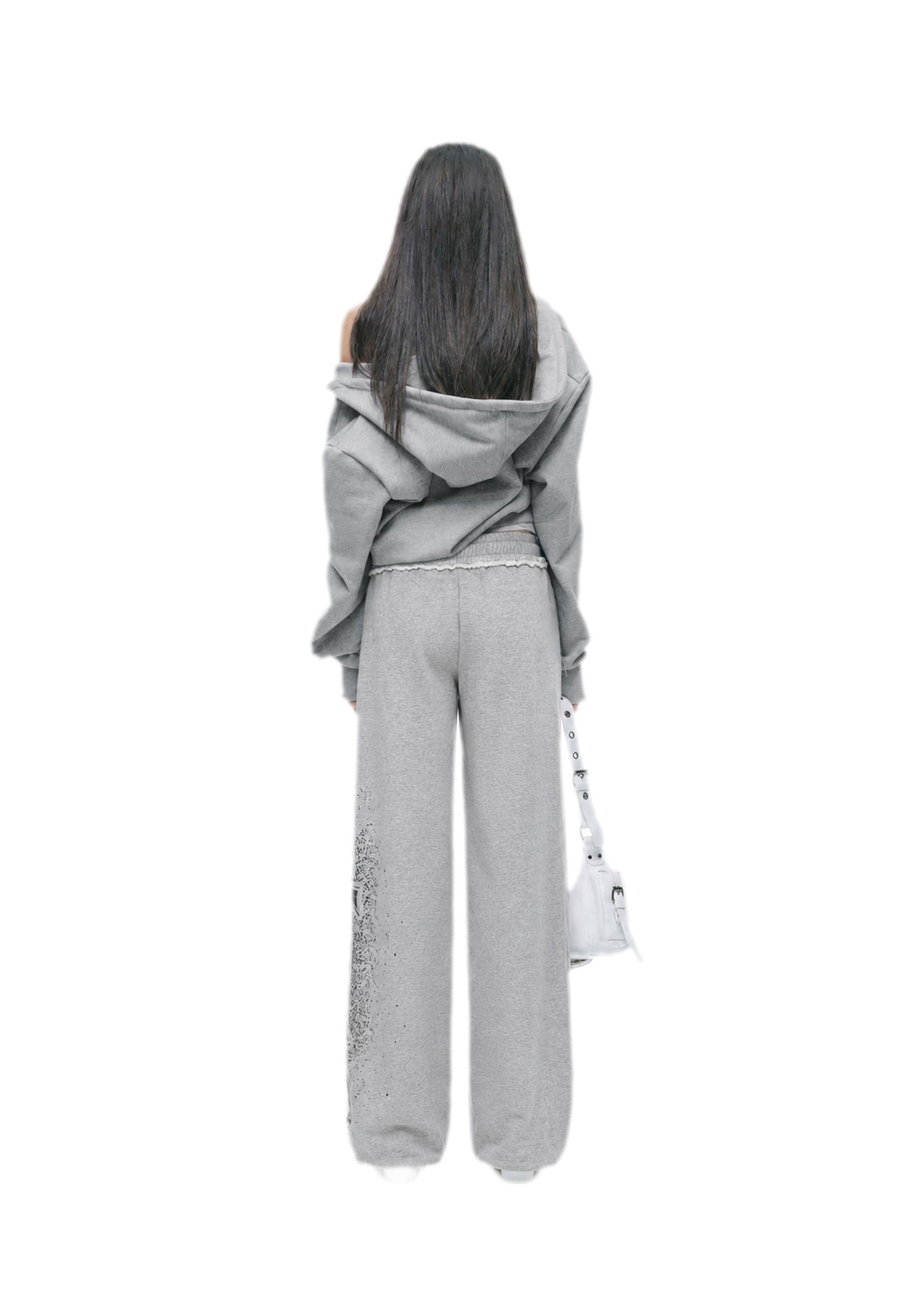 Graphic Cropped Hoodie Pants Set