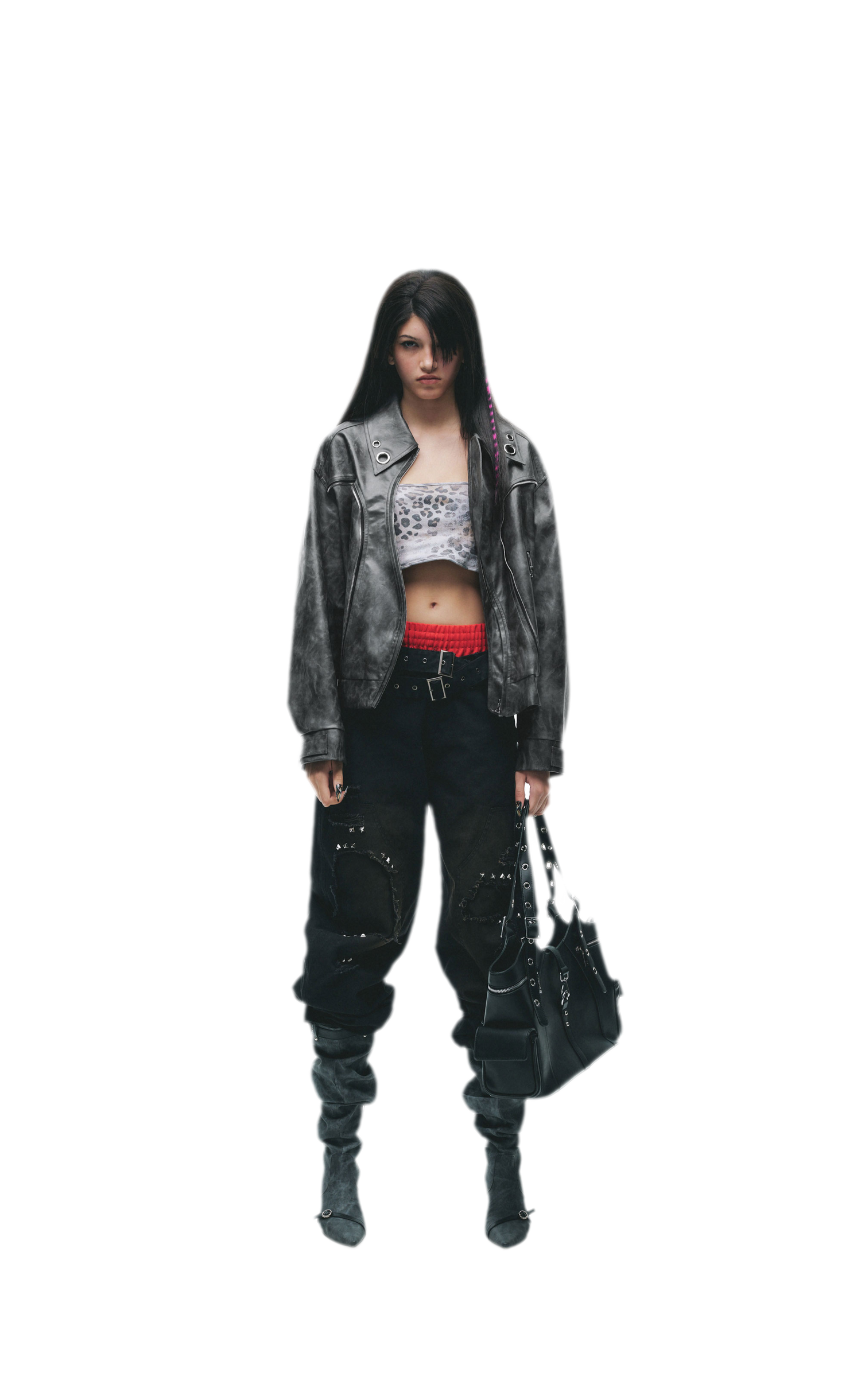 Textured Deconstructed PU Jacket