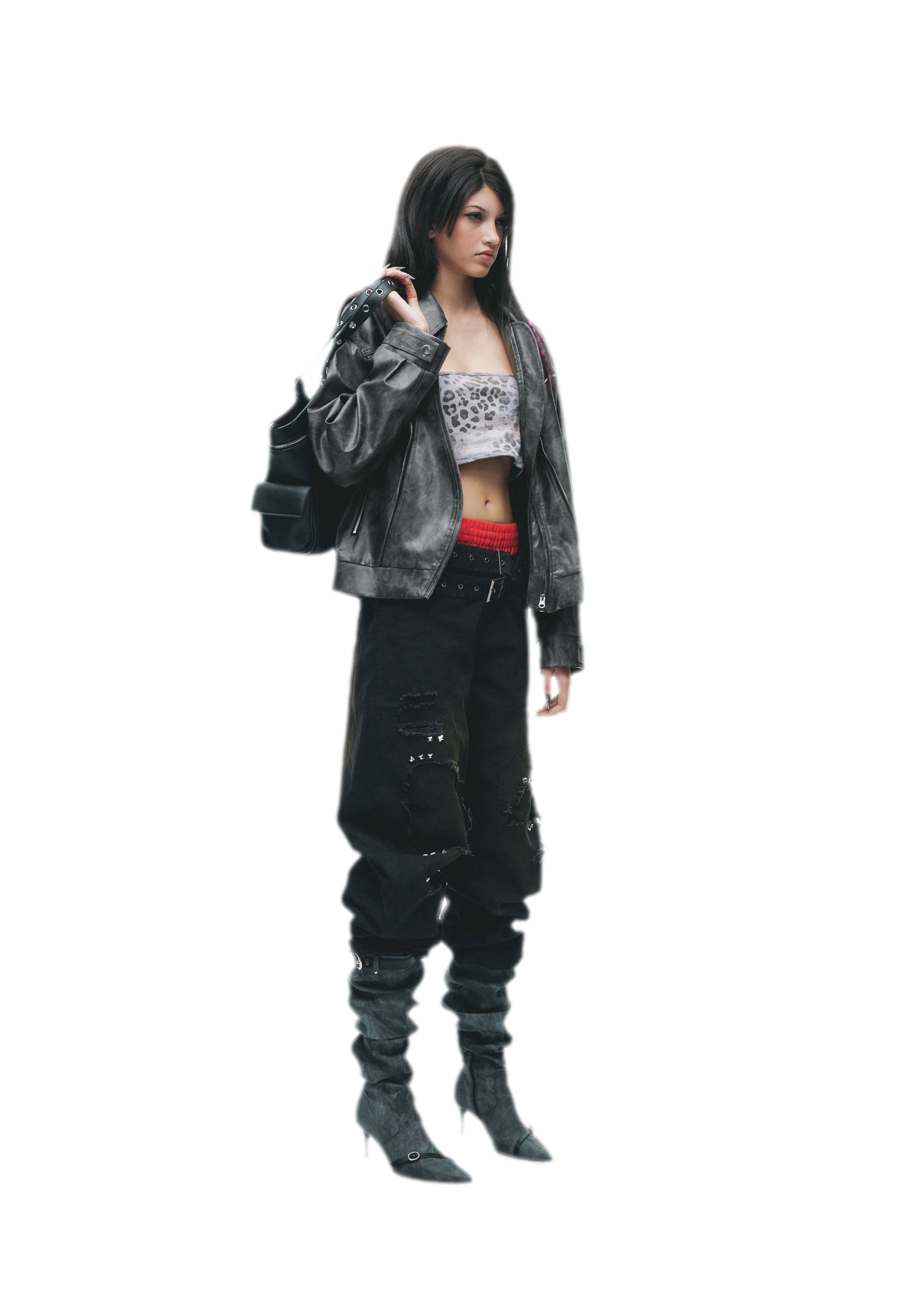 Textured Deconstructed PU Jacket