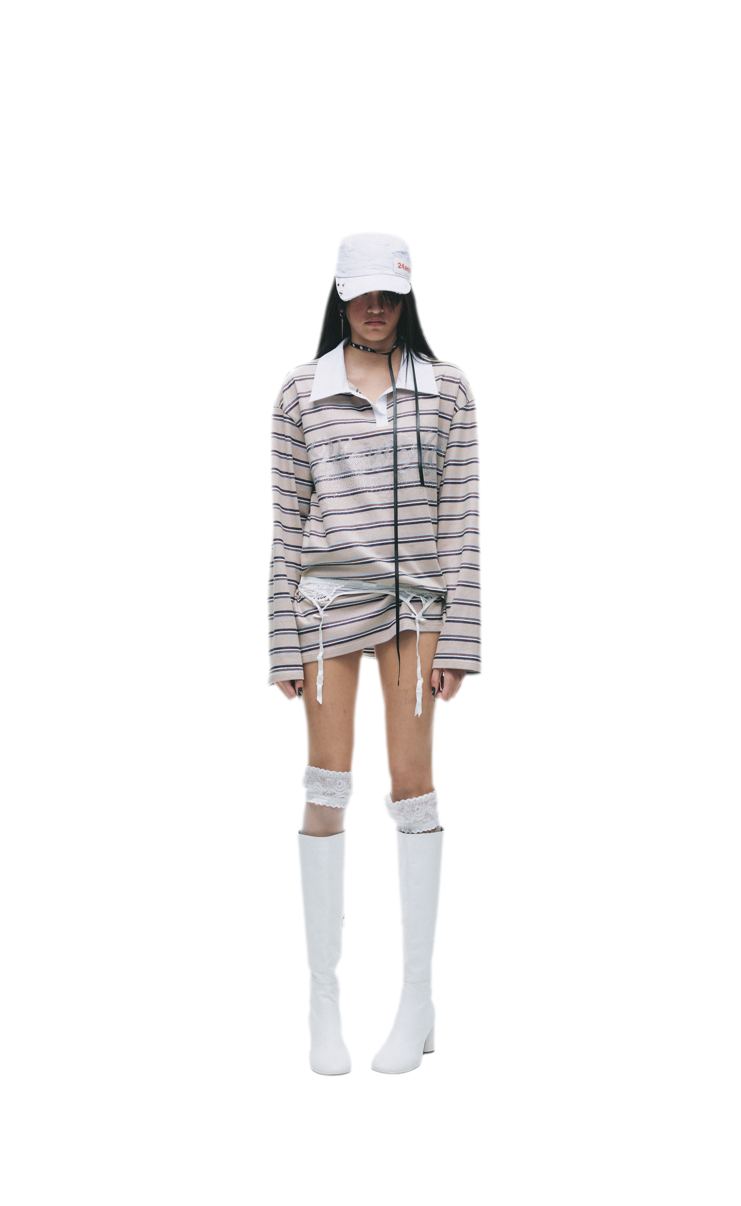Contrast Stripe Loose Polo Shirt