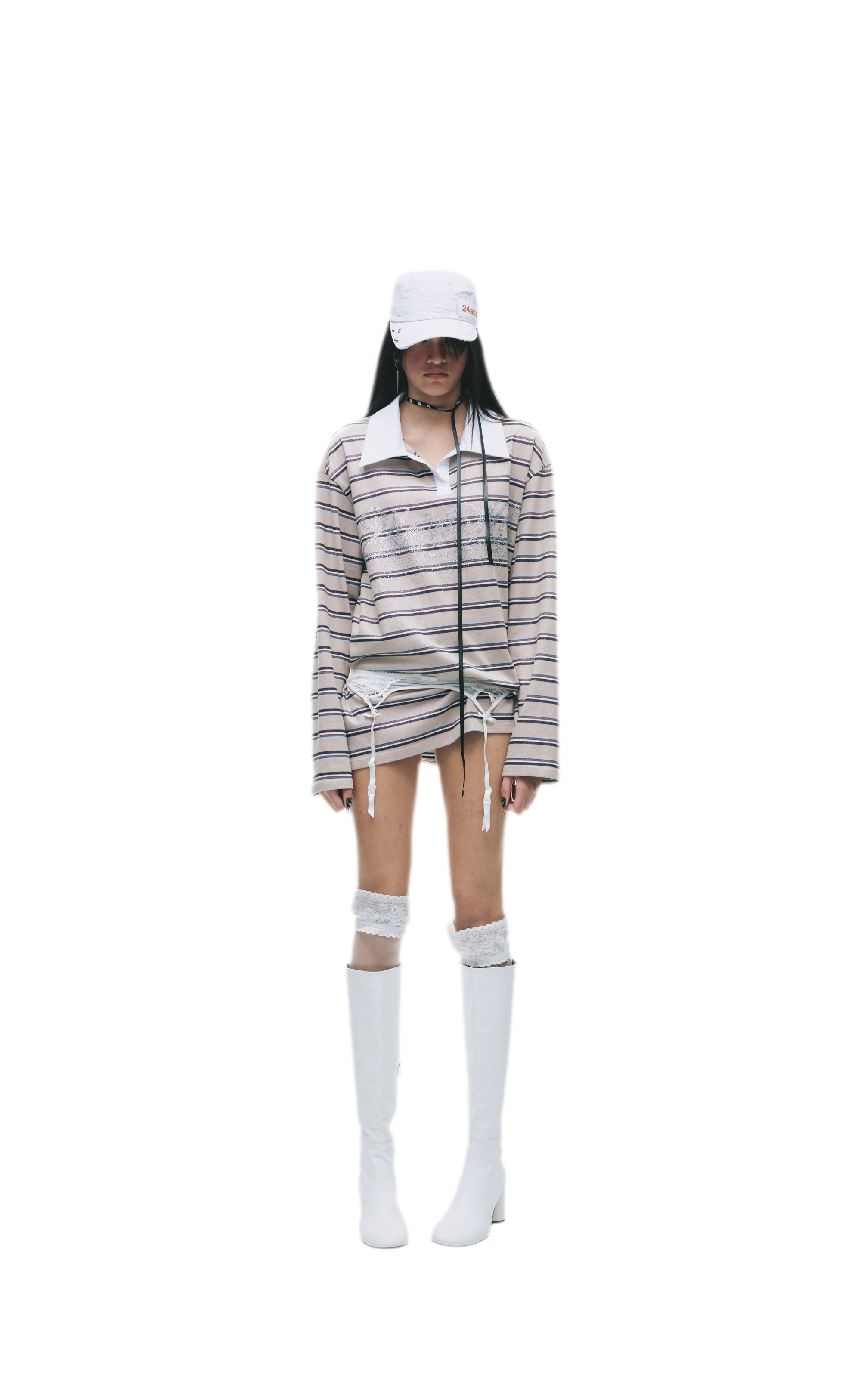Contrast Stripe Loose Polo Shirt