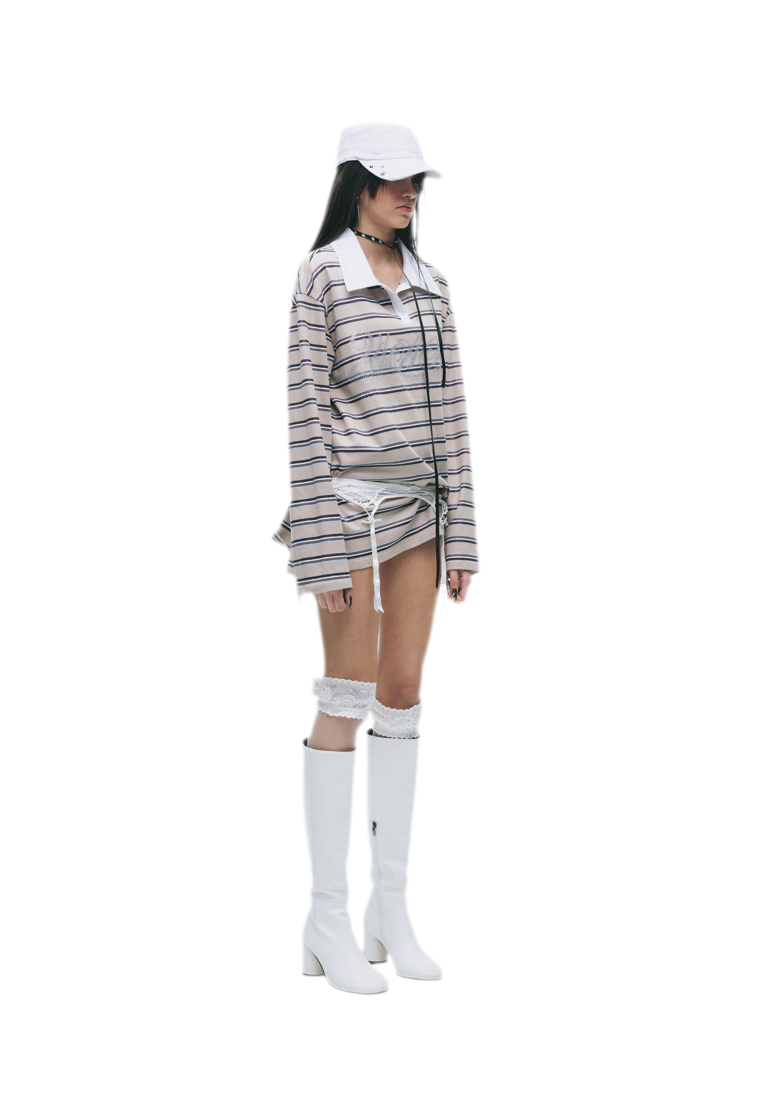 Contrast Stripe Loose Polo Shirt