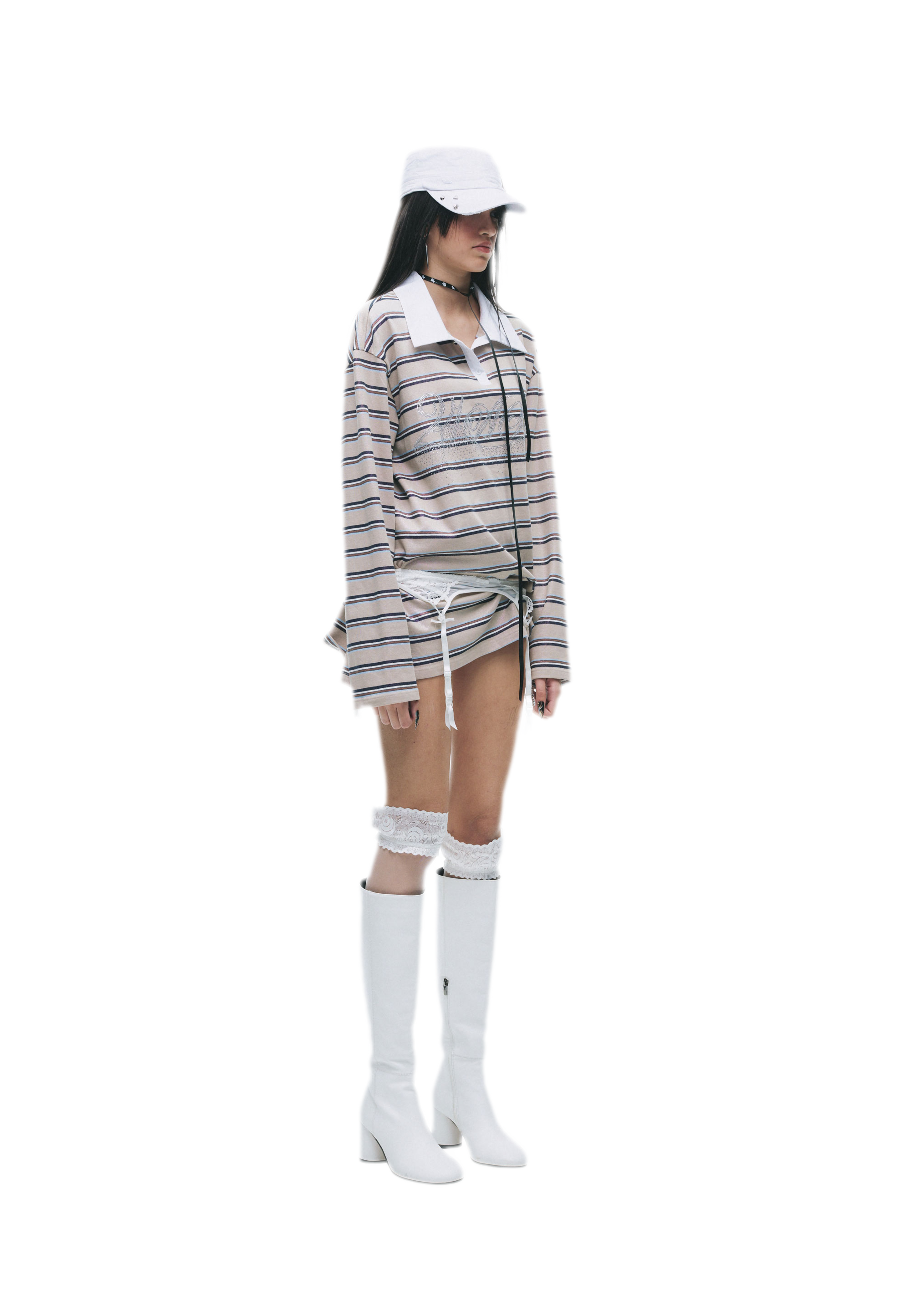 Contrast Stripe Loose Polo Shirt