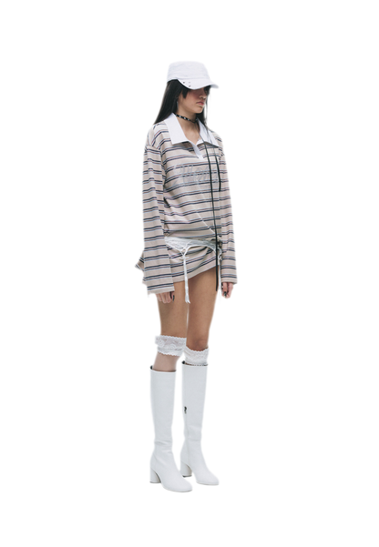 Contrast Stripe Loose Polo Shirt