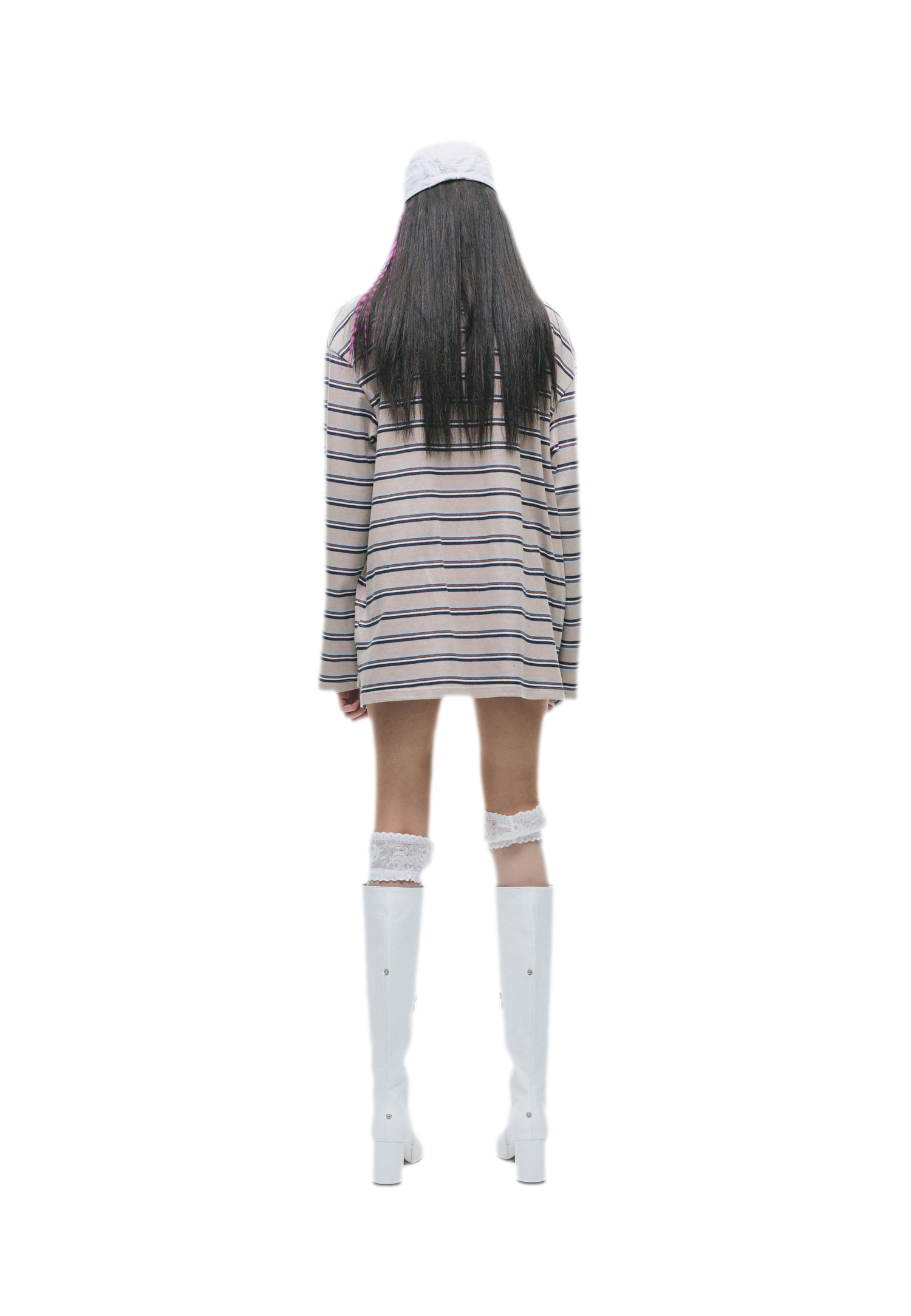 Contrast Stripe Loose Polo Shirt