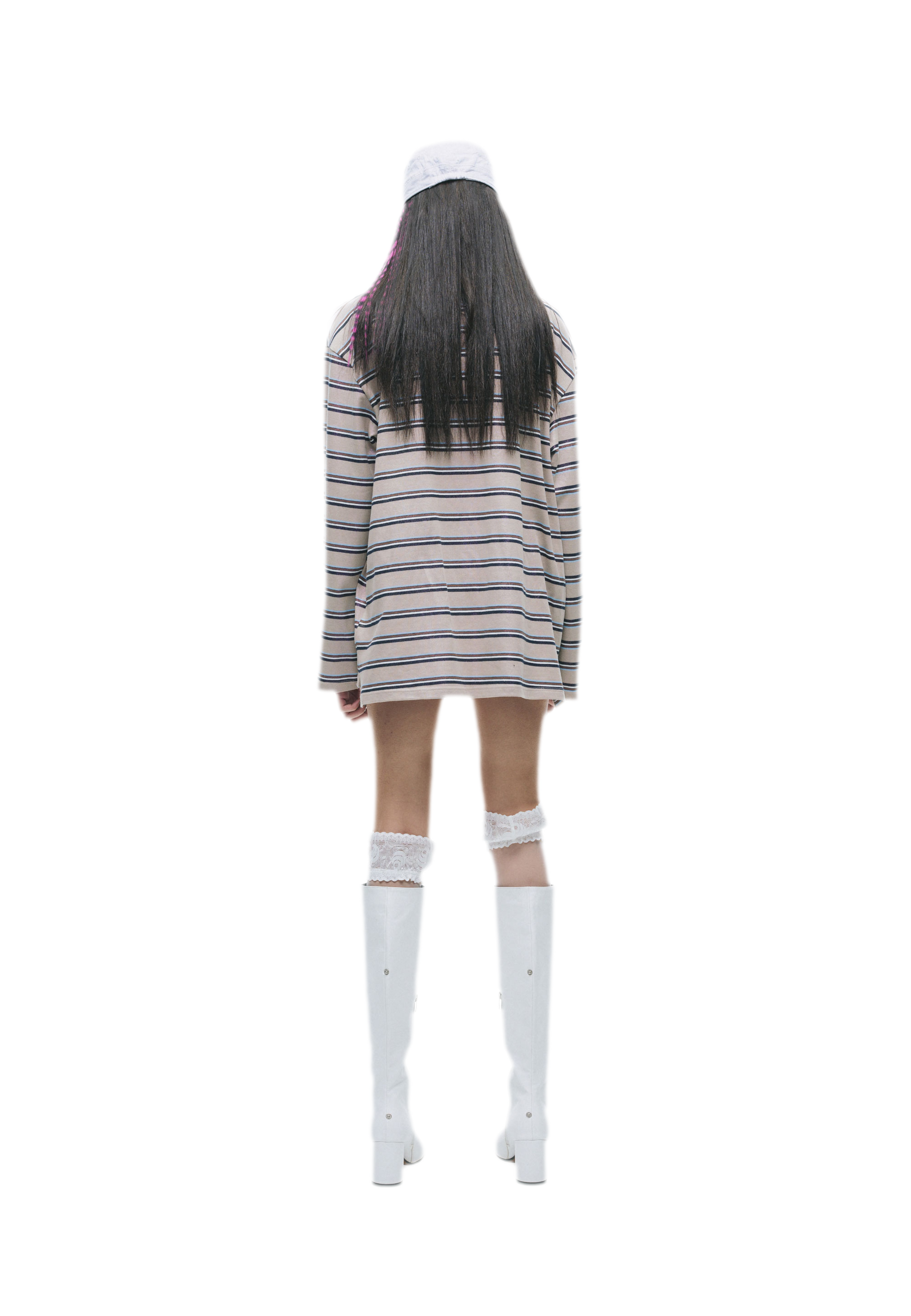 Contrast Stripe Loose Polo Shirt
