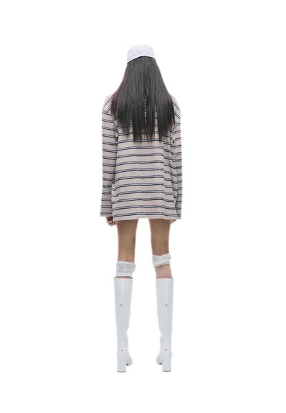 Contrast Stripe Loose Polo Shirt