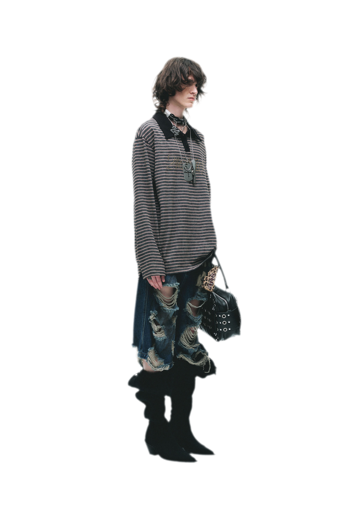 Contrast Stripe Loose Polo Shirt
