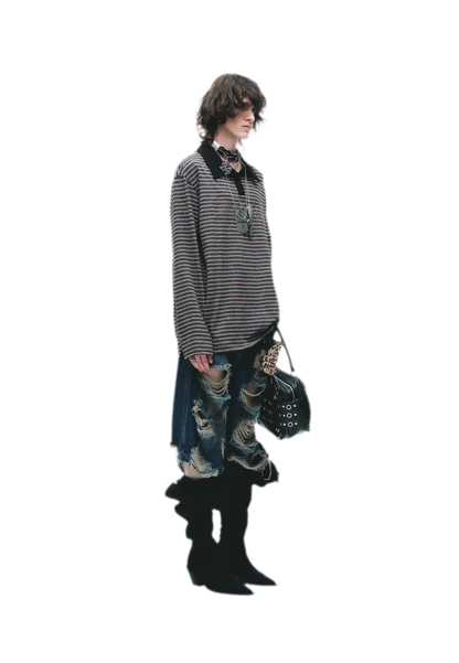Contrast Stripe Loose Polo Shirt