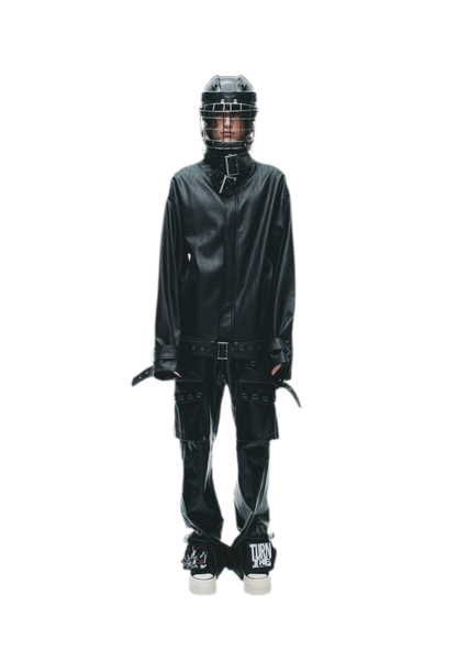 Synthetic Leather Stand-Collar Jacket