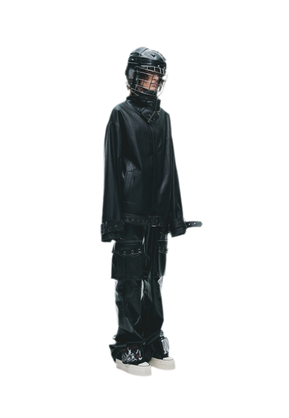 Synthetic Leather Stand-Collar Jacket