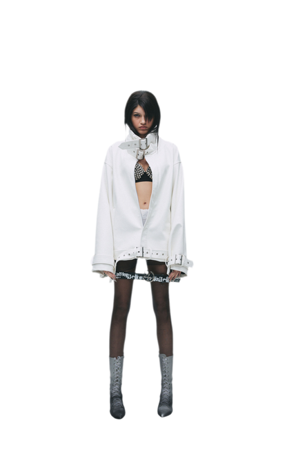 Synthetic Leather Stand-Collar Jacket