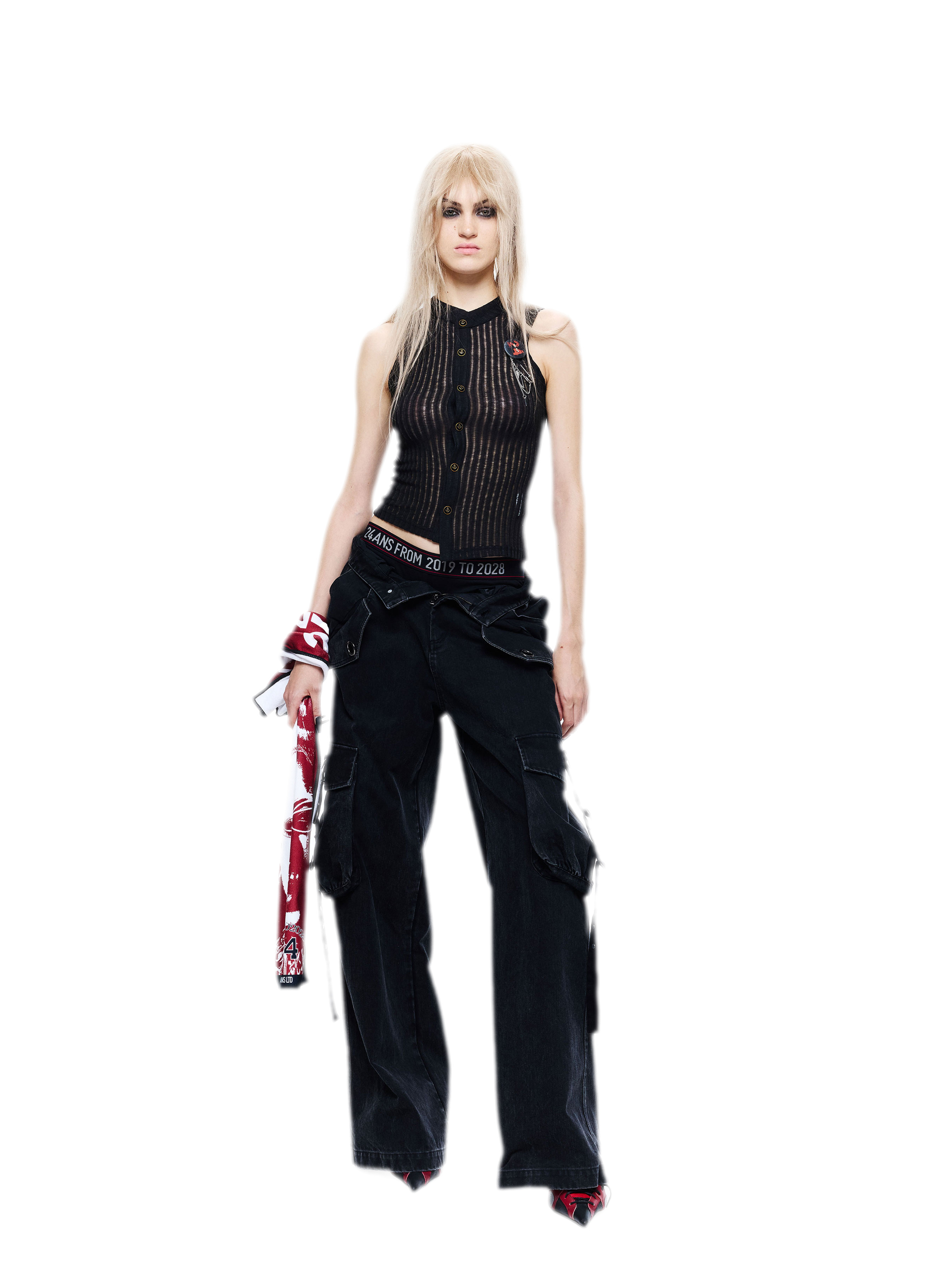 Washed Distressed Wide-Leg Jeans
