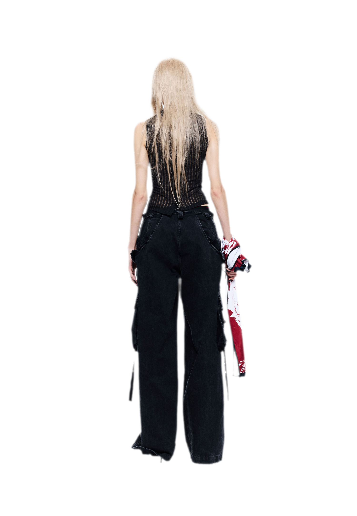 Washed Distressed Wide-Leg Jeans