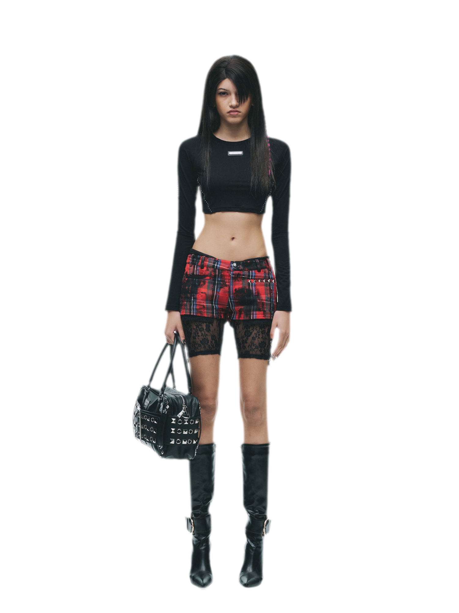 Rivet Cropped Raglan T-Shirt