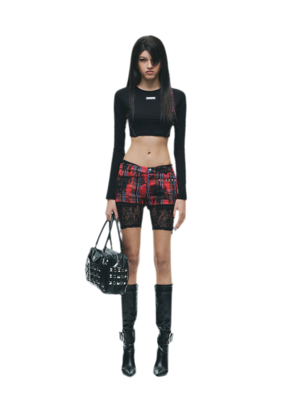 Rivet Cropped Raglan T-Shirt