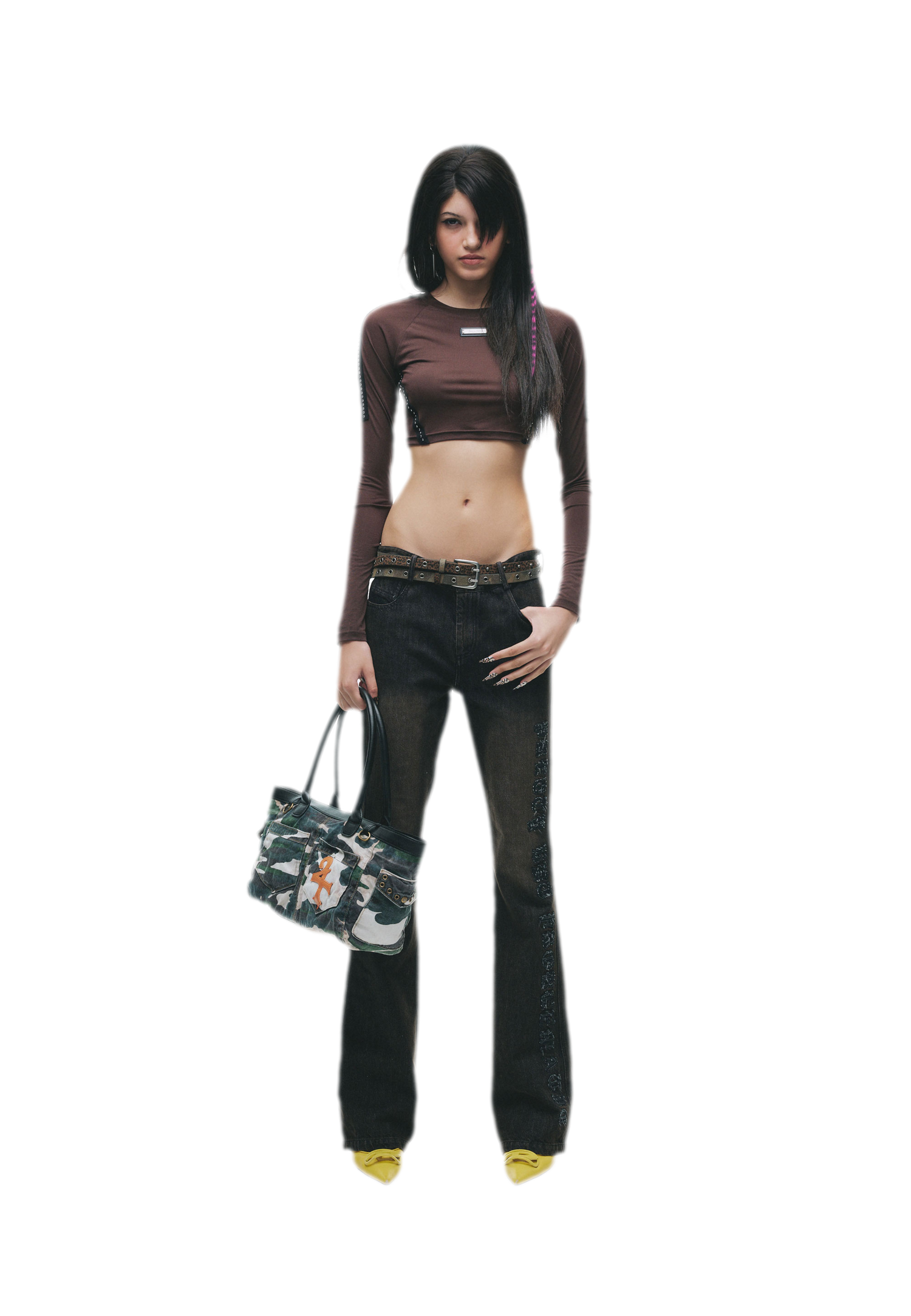 Rivet Cropped Raglan T-Shirt
