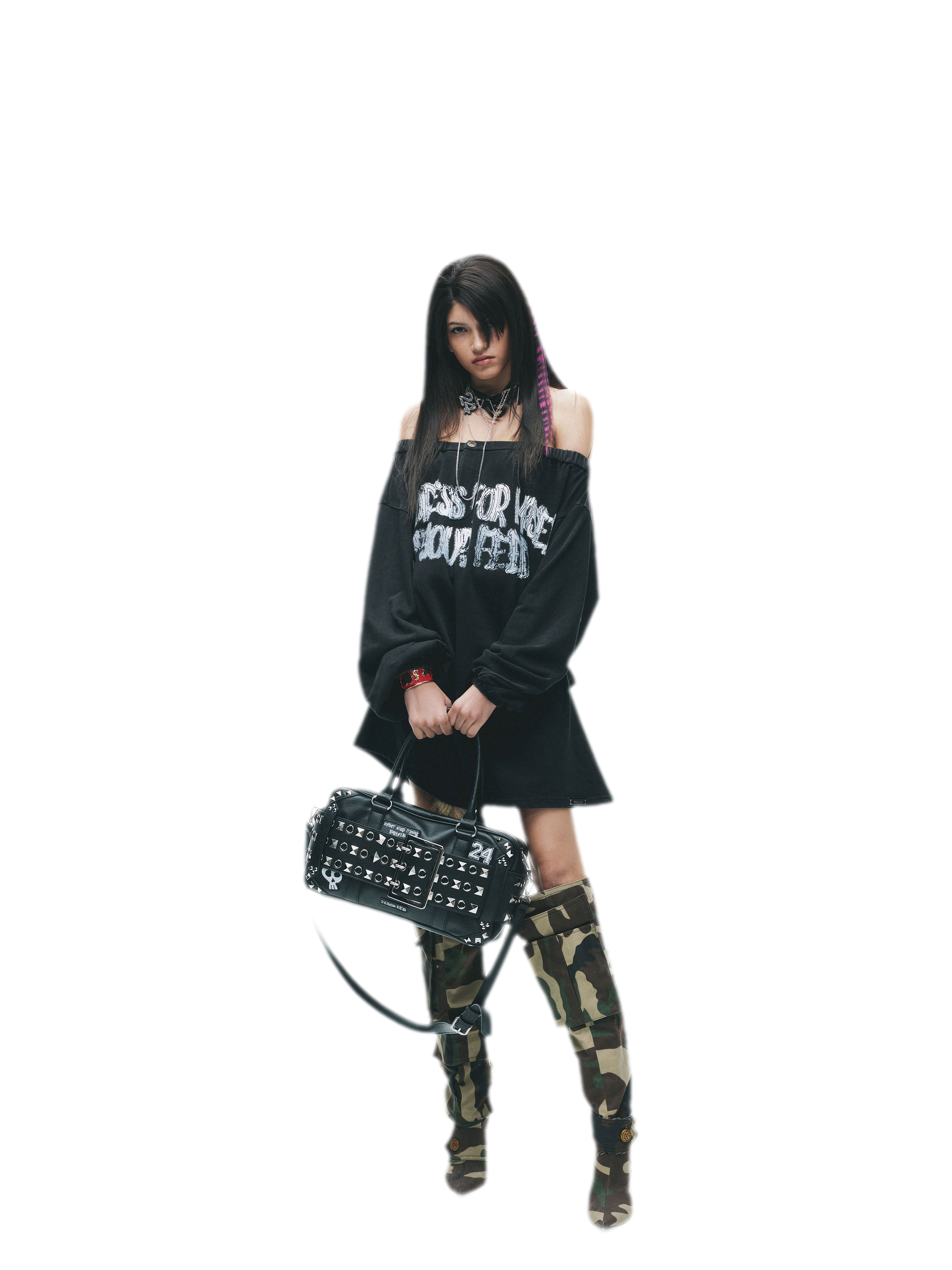 Graphic Off-Shoulder Ruched T-Shirt