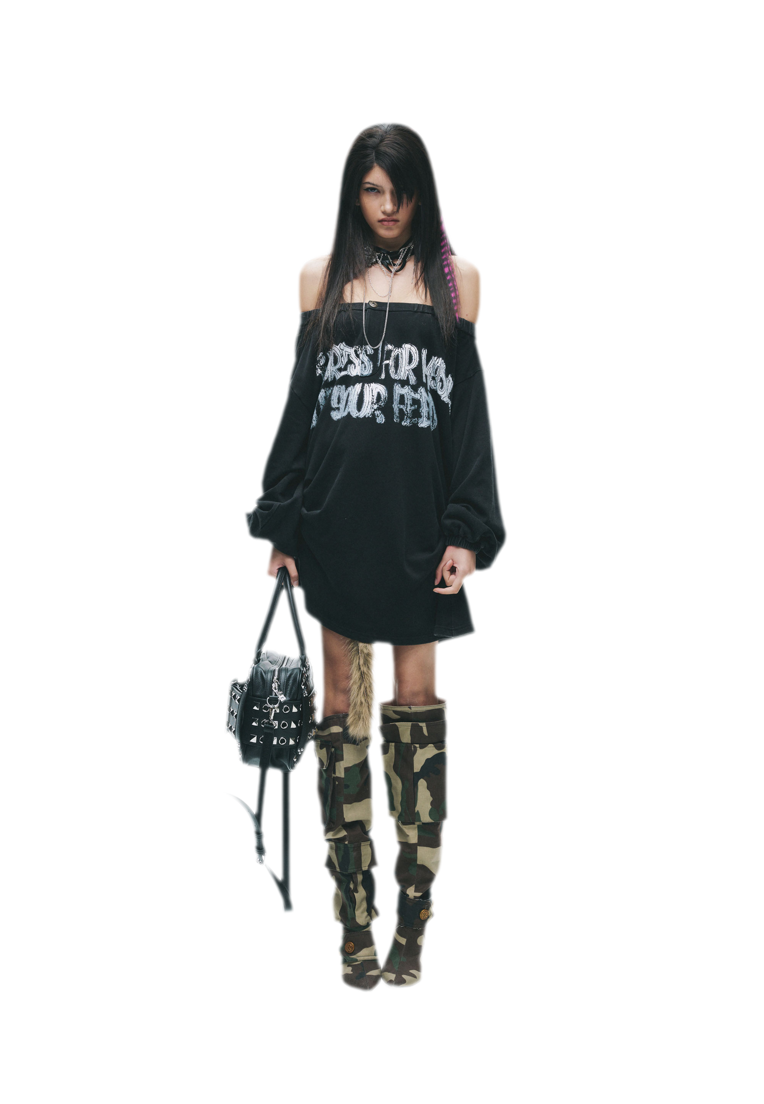 Graphic Off-Shoulder Ruched T-Shirt