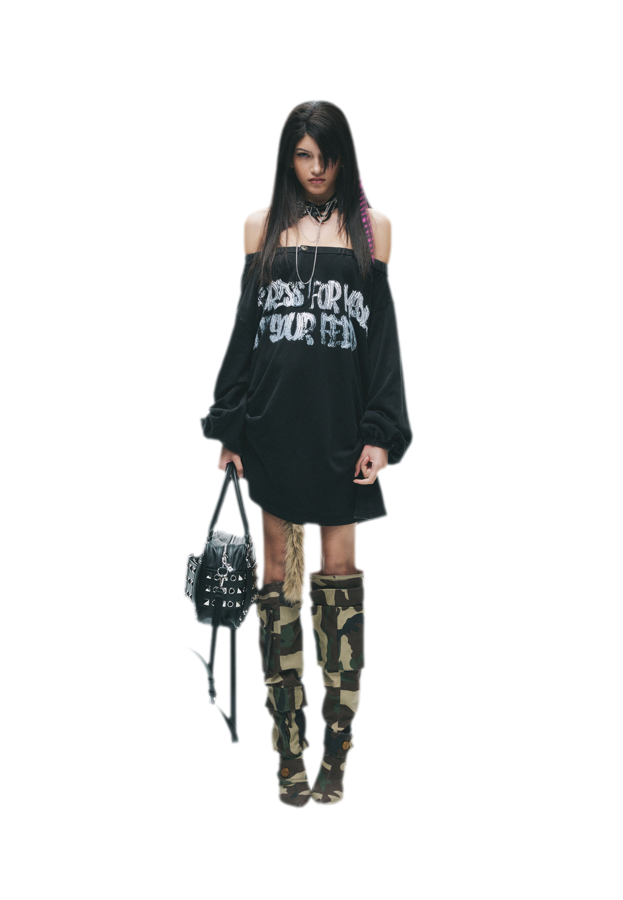 Graphic Off-Shoulder Ruched T-Shirt