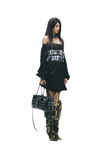 Graphic Off-Shoulder Ruched T-Shirt