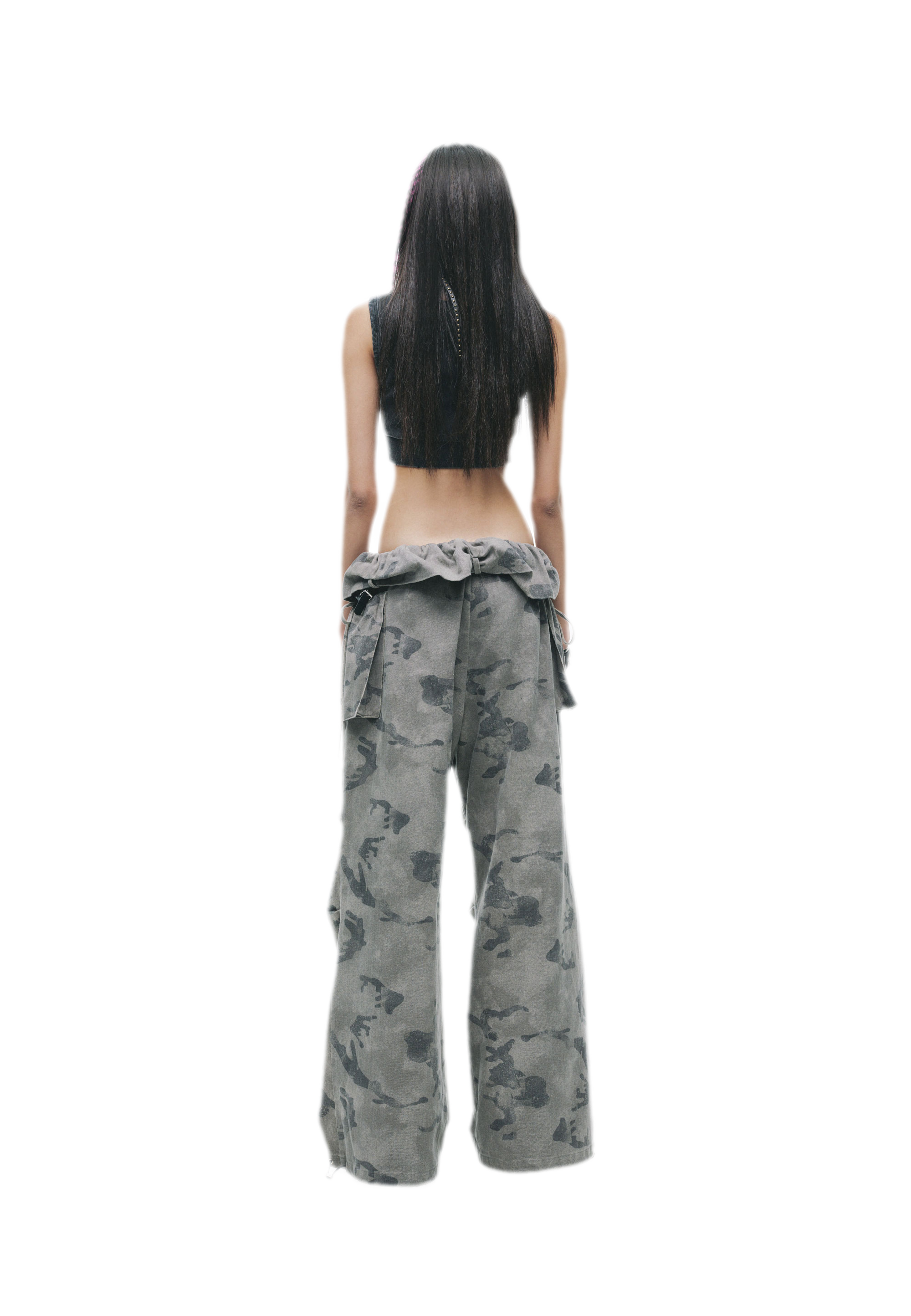 Washed Camouflage Wide-Leg Jeans