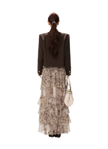 Textured Cropped Stand-Collar Jacket