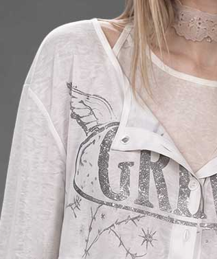 Silver Print Fitted Long-Sleeve Tee