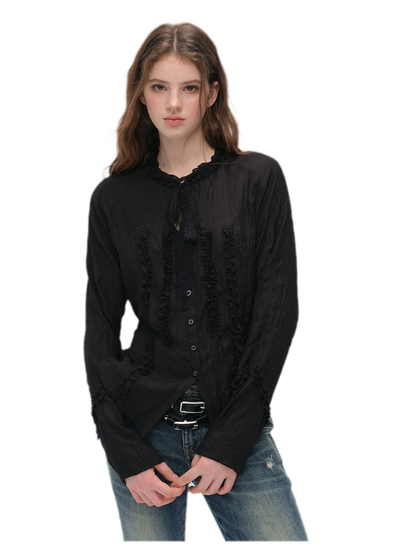 Textured Lace Waist-Shaped Shirt