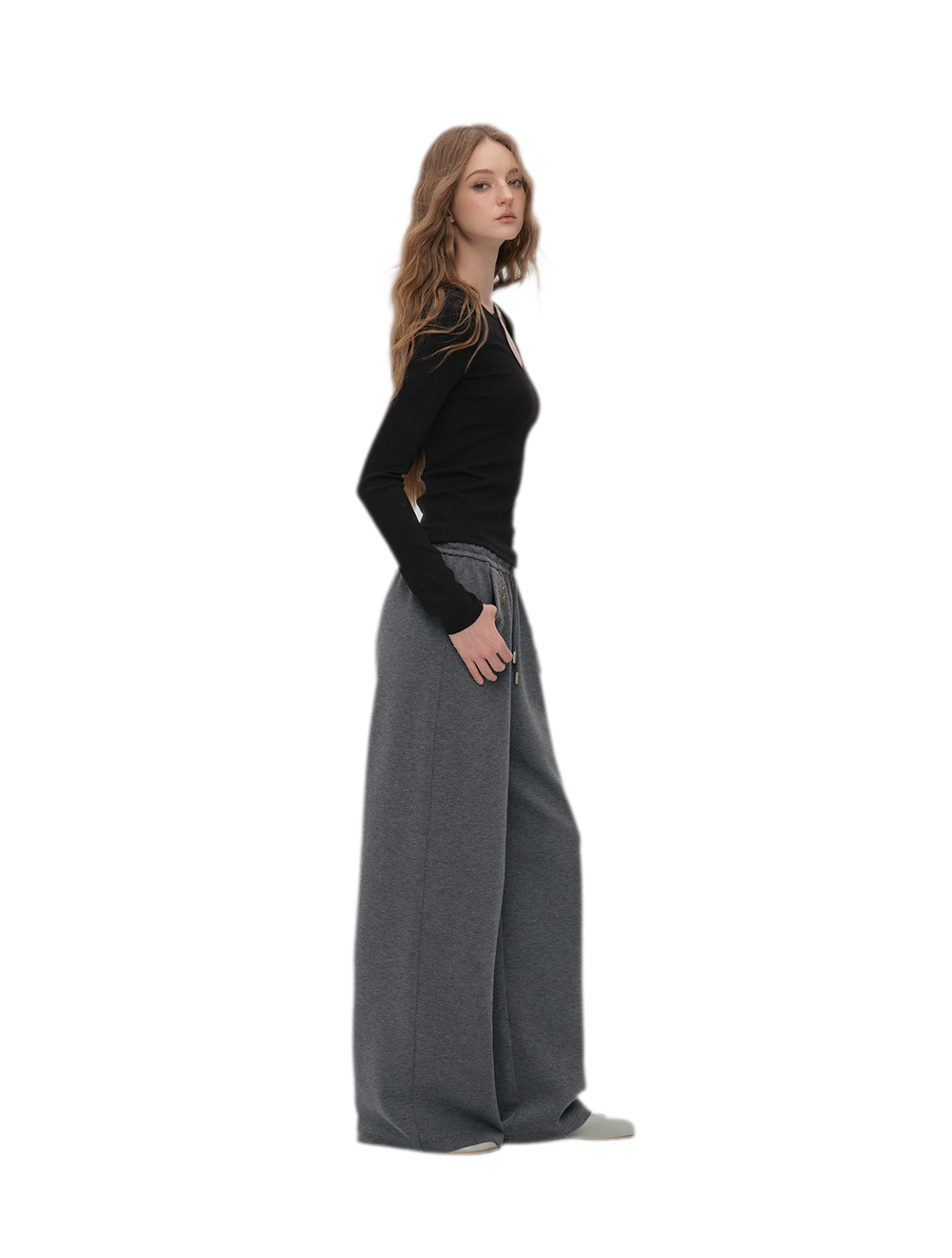 Air-Layer Rivet Wide-Leg Pants