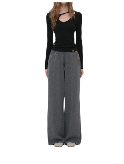Air-Layer Rivet Wide-Leg Pants
