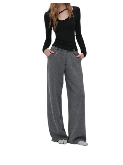 Air-Layer Rivet Wide-Leg Pants