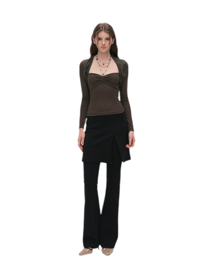 Ruched Lace Layered Top