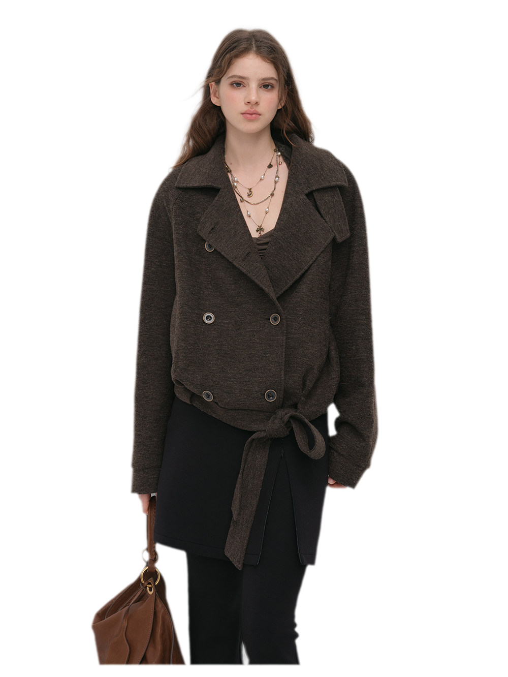 Brushed Wool Blend Short Coat
