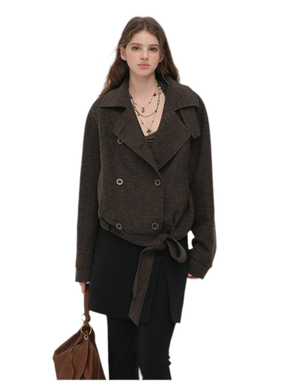 Brushed Wool Blend Short Coat