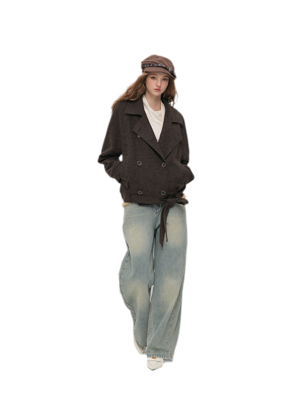 Brushed Wool Blend Short Coat