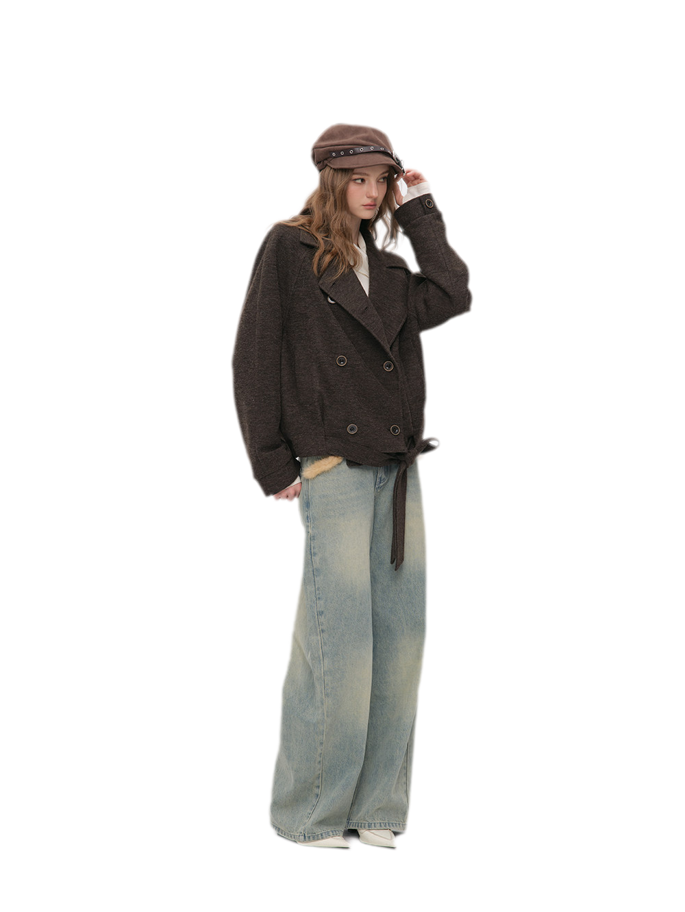 Brushed Wool Blend Short Coat