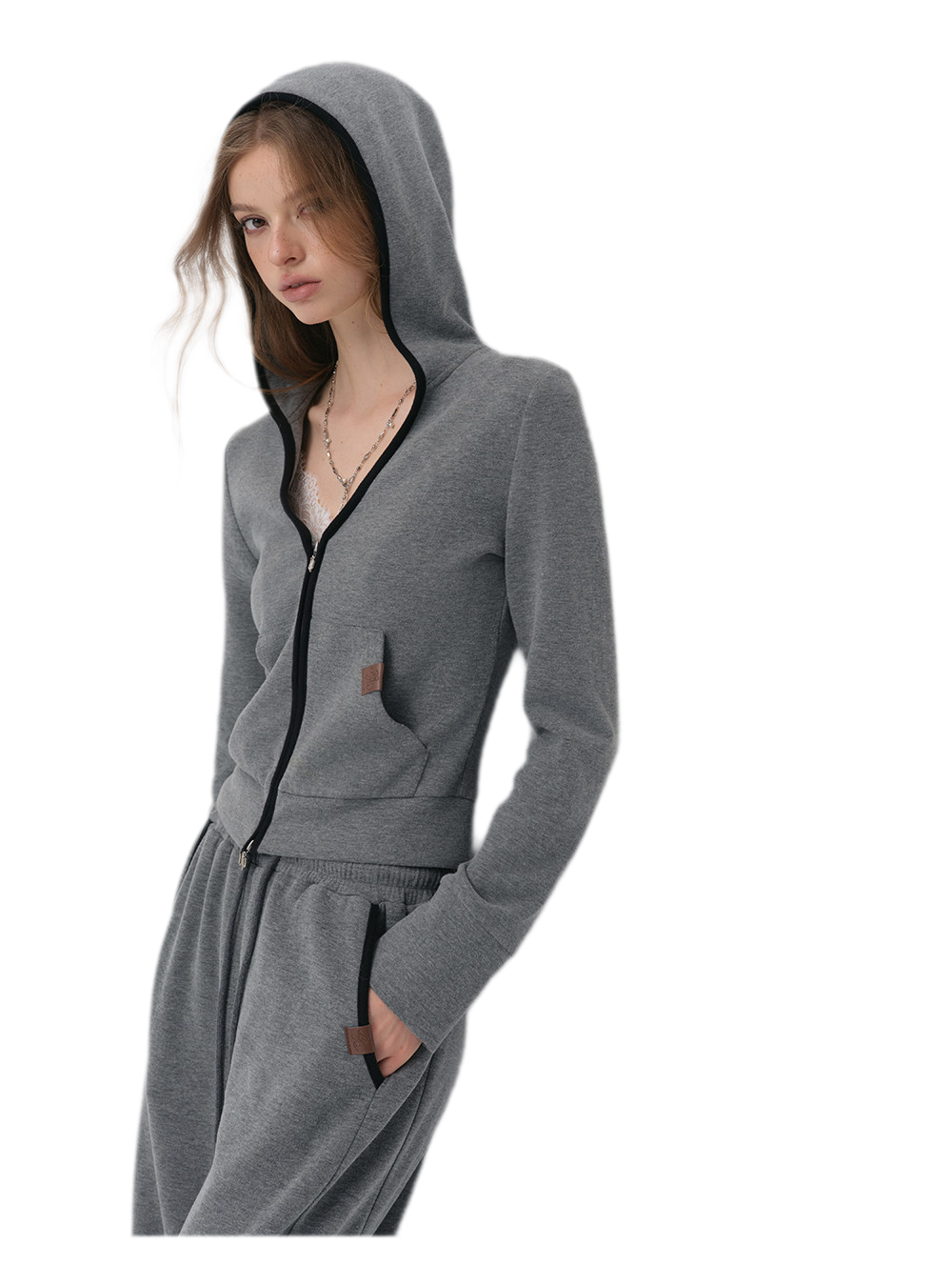 Contrast Trim Hooded Tracksuit Set