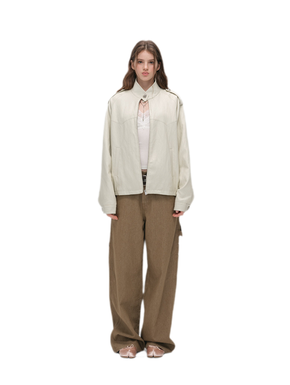 Faux-Leather Lychee-Texture Moto Jacket