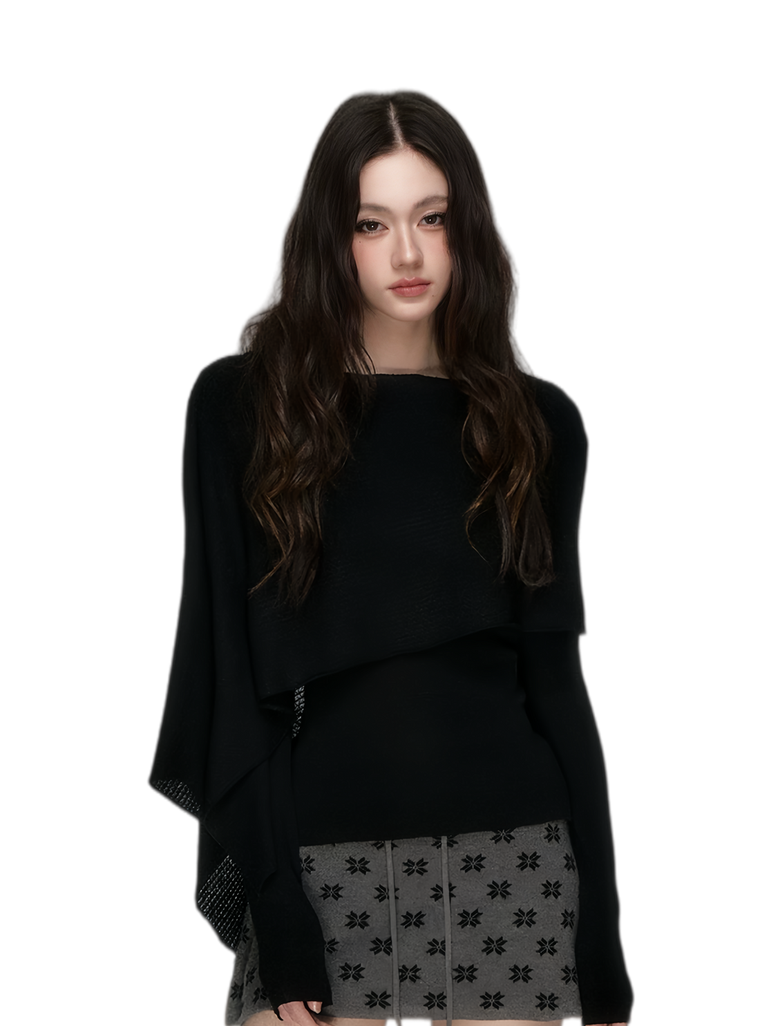 Stretch Shawl Cape Sweater