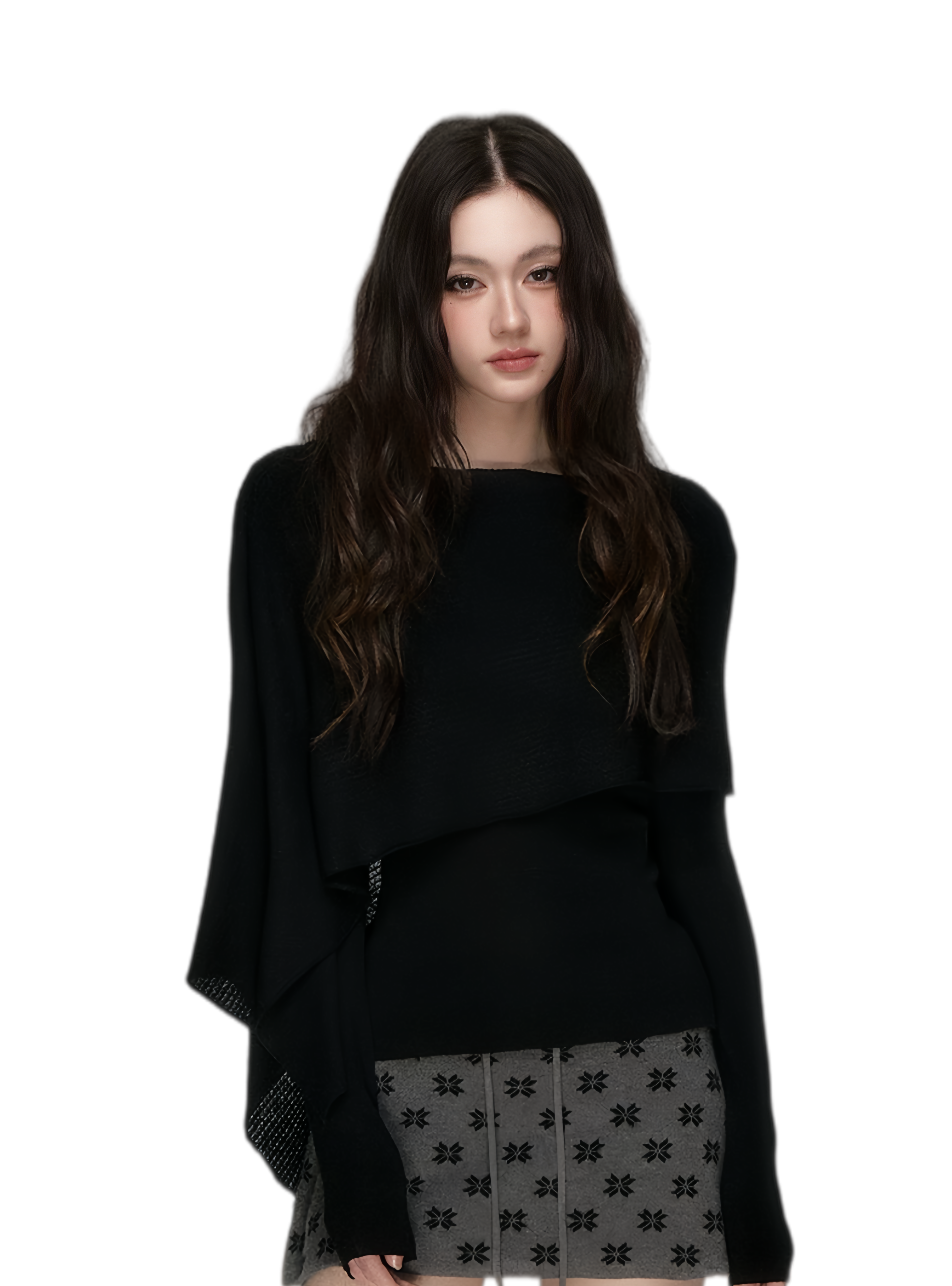 Stretch Shawl Cape Sweater