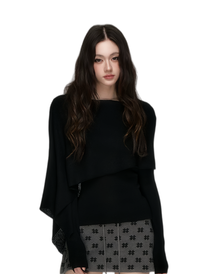 Stretch Shawl Cape Sweater